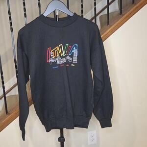 Al-Capone Black Italia Embroidered Sweatshirt Made in Italy S Small
